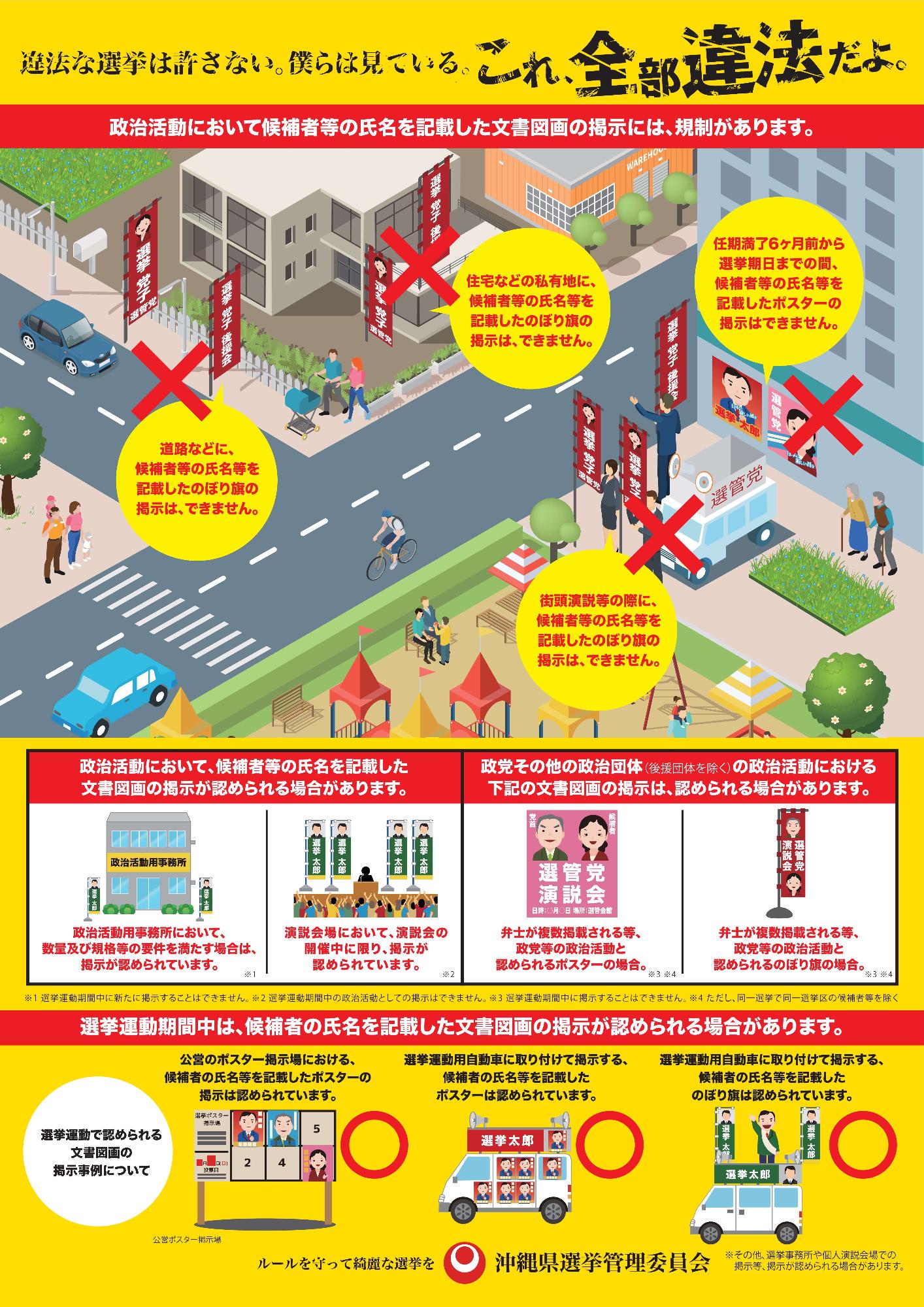 ルールを守ってきれいな選挙を(沖縄県選挙管理委員会作成チラシ裏面)