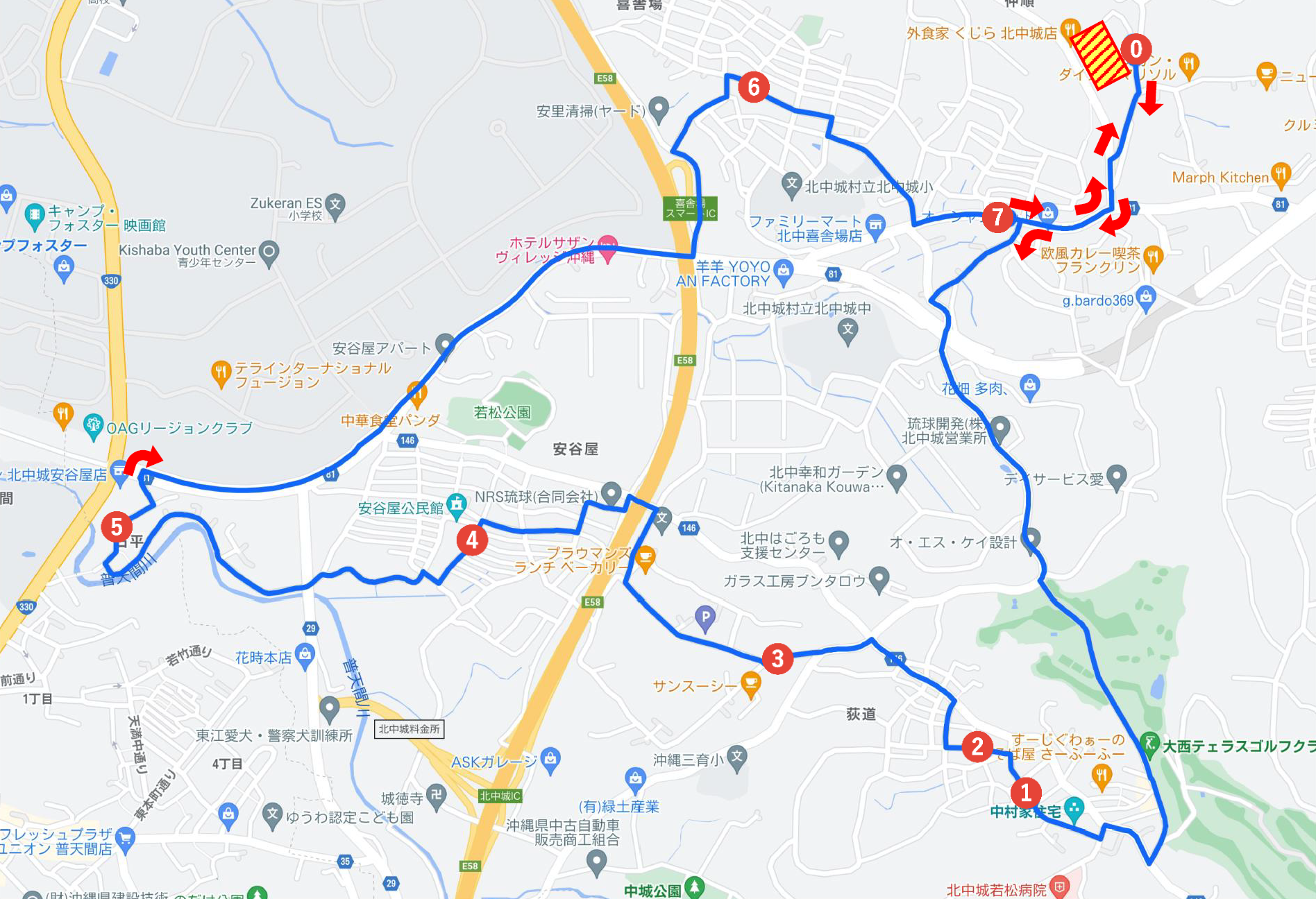 送迎ルートA。詳細は、上記リンク先のMAPか、以下のPDFファイルをご確認ください。