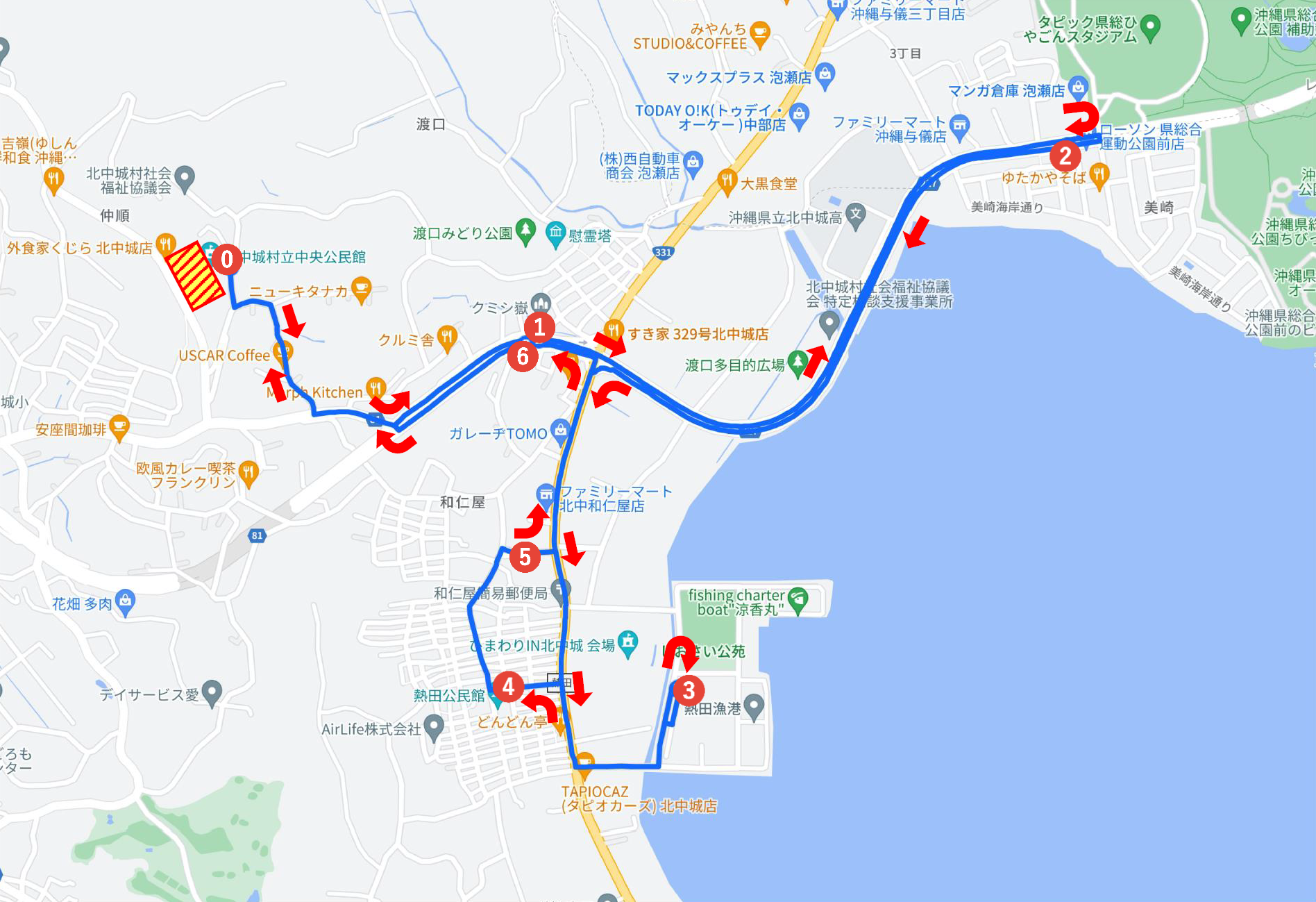 送迎ルートB。詳細は、上記リンク先のMAPか、以下のPDFファイルをご確認ください。